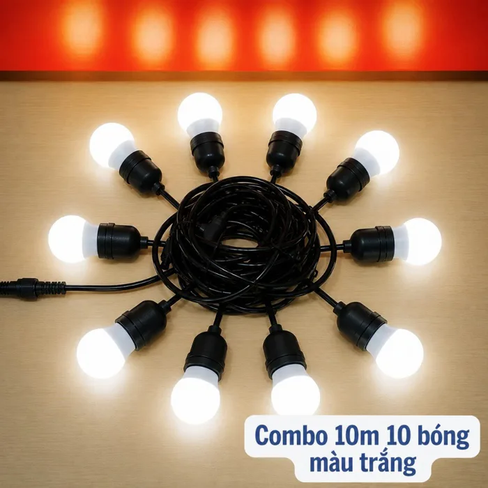 Dây đèn led trang trí ngoài trời chông nước, dây led đèn tròn trang trí  quán café,trà sữa,decor, event siêu đẹp 5m10m20m