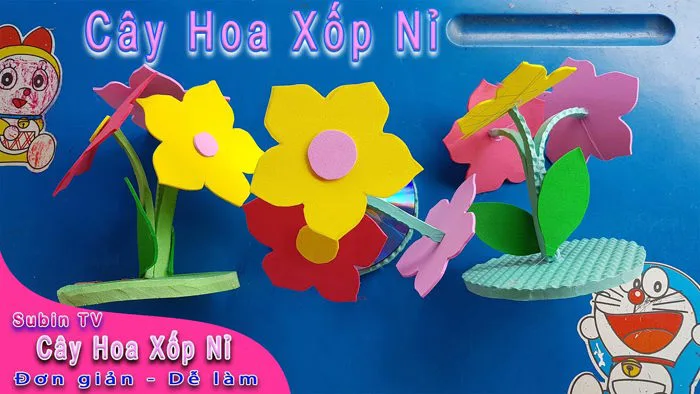 [ĐỒ DÙNG MẦM NON] - HƯỠNG DẪN CÁCH LÀM CÂY HOA TỪ XỐP NỈ - GÓC VUI CHƠI