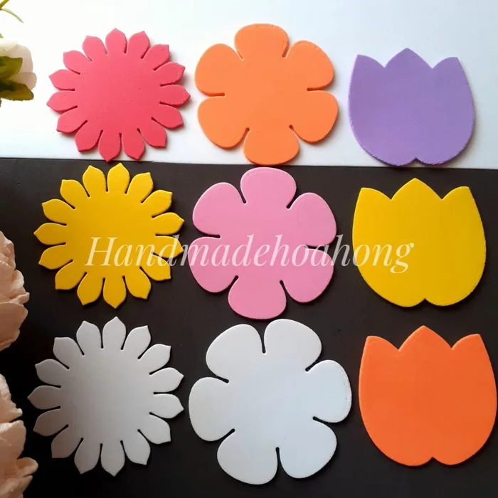 20 CÁNH HOA XỐP MẦM NON ( Hoa hồng, hướng dương, tulip ), bằng giấy xốp 2mm  - Hoa trang trí lớp học, mầm non,