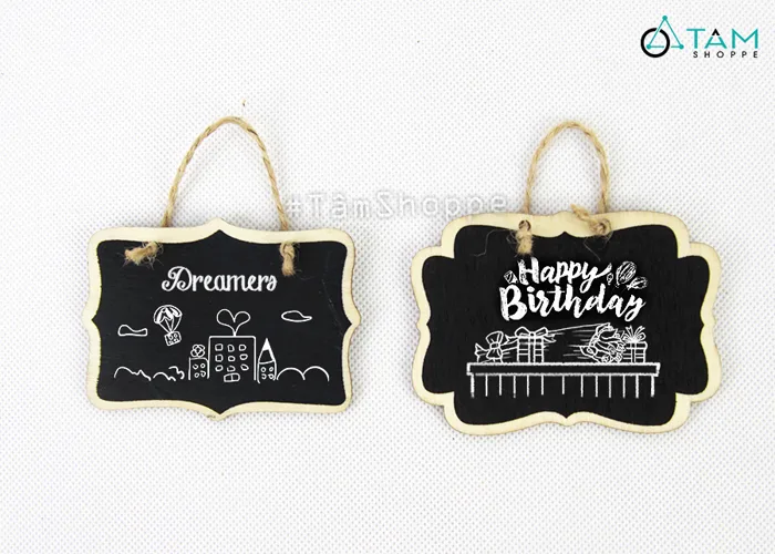 Set 06 bảng đen viết phấn mini treo tường cùng kiểu [1 mặt - kèm dây] BANGDEN-16