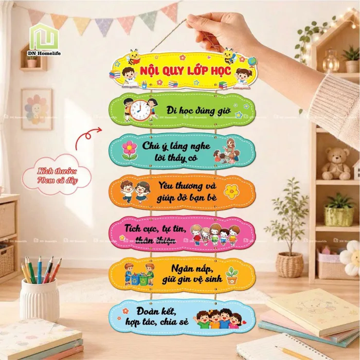 Bảng gỗ nối dây treo tường 70cm treo trang trí lớp học, mầm non, lớp học hạnh phúc | Shopee Việt Nam