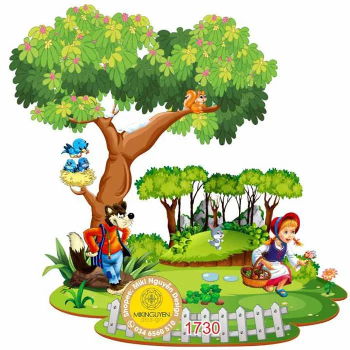 Tranh cây truyện cổ tích trang trí tường lớp học mầm non chất liệu decal dán  100X120Cm - Lazada | Lazada Việt Nam