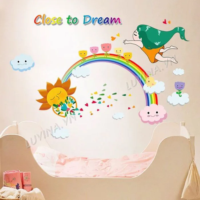 MUA DECAL TẶNG DECAL]-Decal dán tường trang trí lớp mầm non, phòng học cho  bé- Cầu vồng sắc màu [GIAO HÀNG NGAY] | Lazada Việt Nam