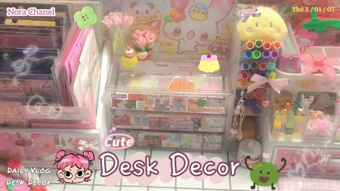 Desk Decor | 🎀 Decor Bàn Học Phong Cách 🍮 Heisei Recho 🍥 | Vlog Trang  Trí Bàn Học Chill #desksetup