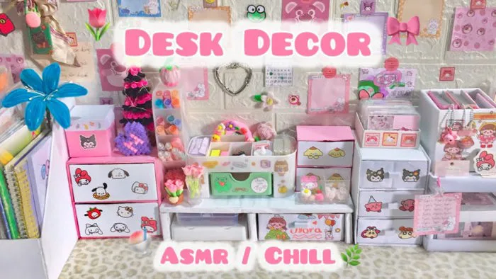 Desk Decor | Decor bàn học với tớ nha🎀 | đồ tớ decor tớ có chỉ cách làm  trên kênh rùi ạ😘😘