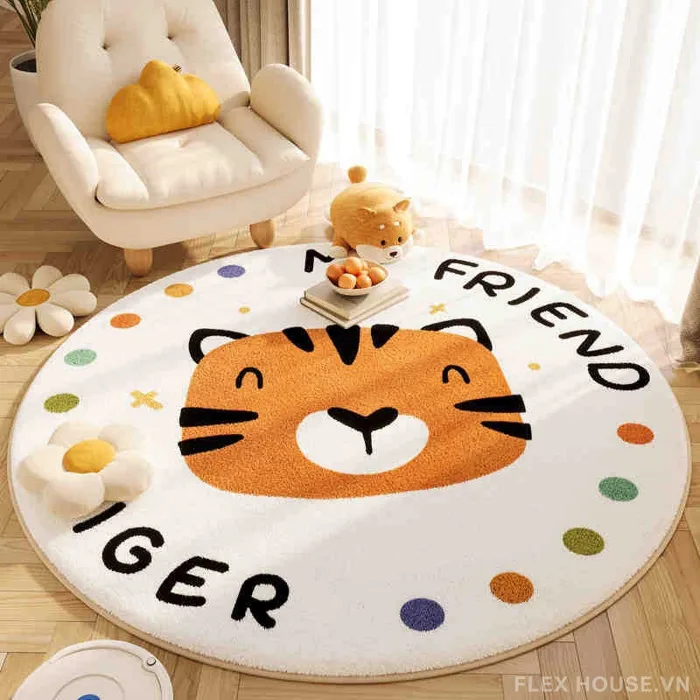Thảm tròn decor lớp học mầm non sư tử Alphabet JX5077 | Flexhouse VN