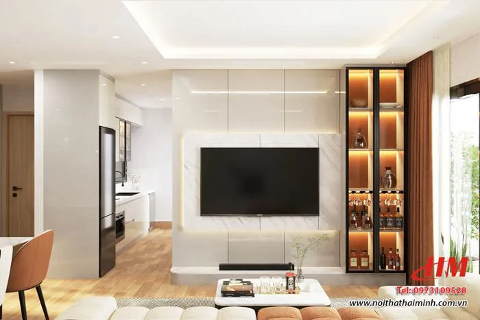 Mẫu thiết kế nội thất phòng khách nhựa cho chung cư hiện đại - PK20
