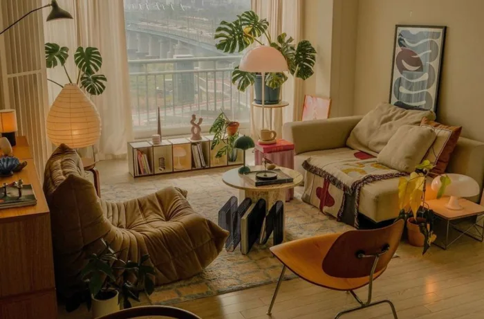 Gợi ý decor phòng khách Vintage: Phối màu & nội thất không lo bị 