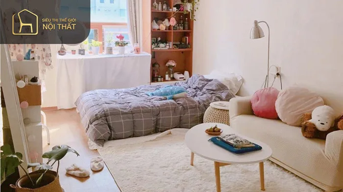 5 mẫu thiết kế trang trí phòng ngủ nhỏ cho nữ không giường