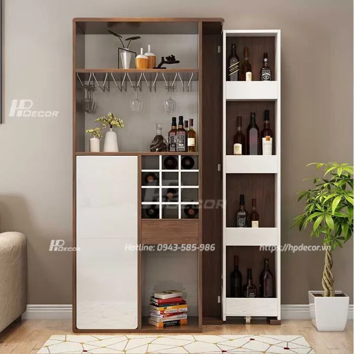 Tủ rượu phòng khách đẹp thiết kế nhỏ gọn TPK-02 - HPdecor