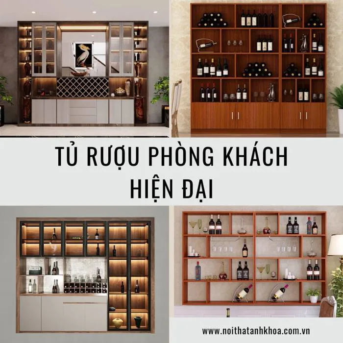 Tủ Rượu Phòng Khách Gỗ Công Nghiệp Sang Trọng | Anh Khoa