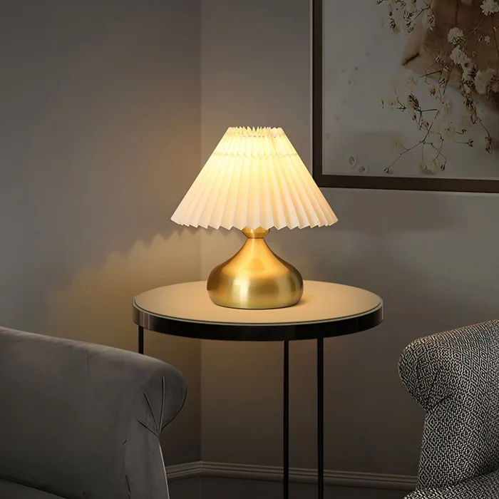 Đèn bàn bằng đồng decor xếp ly sáng tạo T18210 | Flexhouse VN