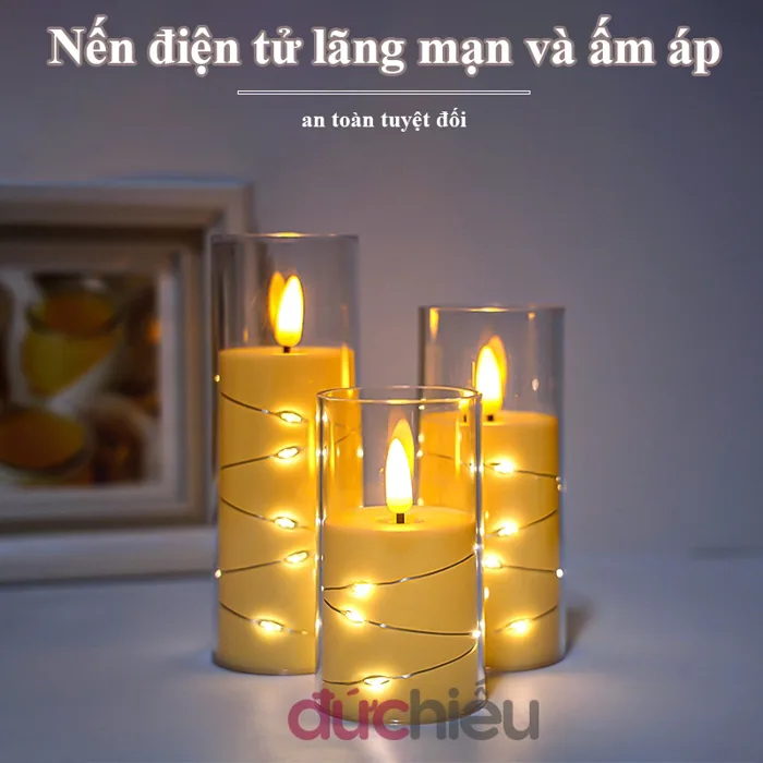 [ Đẹp lung linh ] Đèn cầy nến LED điện tử dùng pin lung linh trang trí  event, party, decor vintage | Đức Hiếu Shop