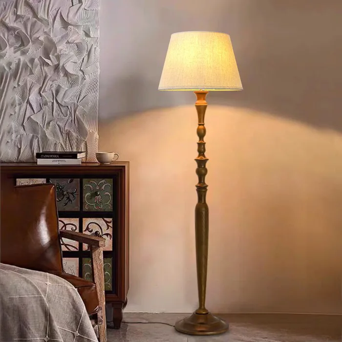 Đèn cây gỗ chao vải vintage DCA-08 - Đèn Trang Trí An An Decor Đèn cây gỗ chao vải vintage DCA-08 - Đèn Trang Trí An An Decor