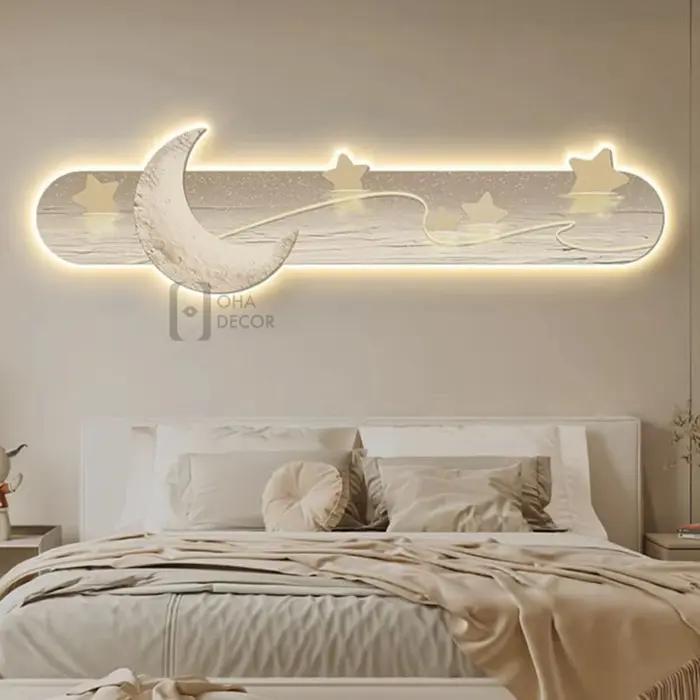 Tranh Đèn LED Cắt 3D Mặt Trăng Ngôi Sao Trang Trí Phòng Khách, Quán Cà Phê - Thiết kế thi công trọn gói - Oha Decor Tranh Đèn LED Cắt 3D Mặt Trăng Ngôi Sao Trang Trí Phòng Khách, Quán Cà Phê - Thiết kế thi công trọn gói - Oha Decor