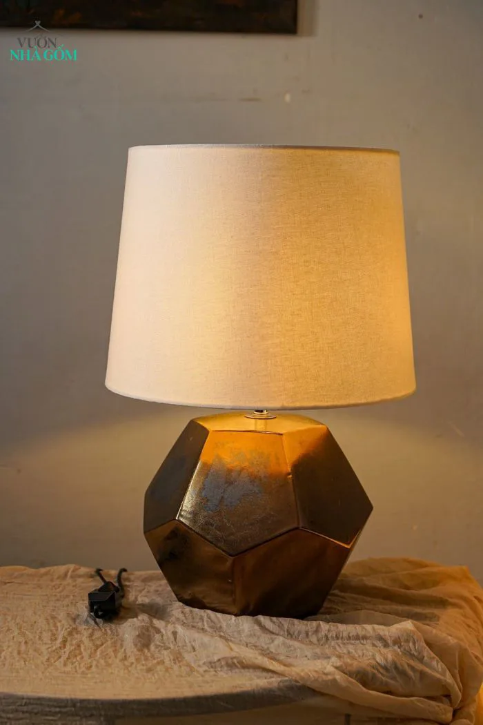 Bộ Đèn Gốm Kim Khối - Đèn Decor, Phòng Ngủ, Phòng Khách - Có điều chỉnh ánh sáng.