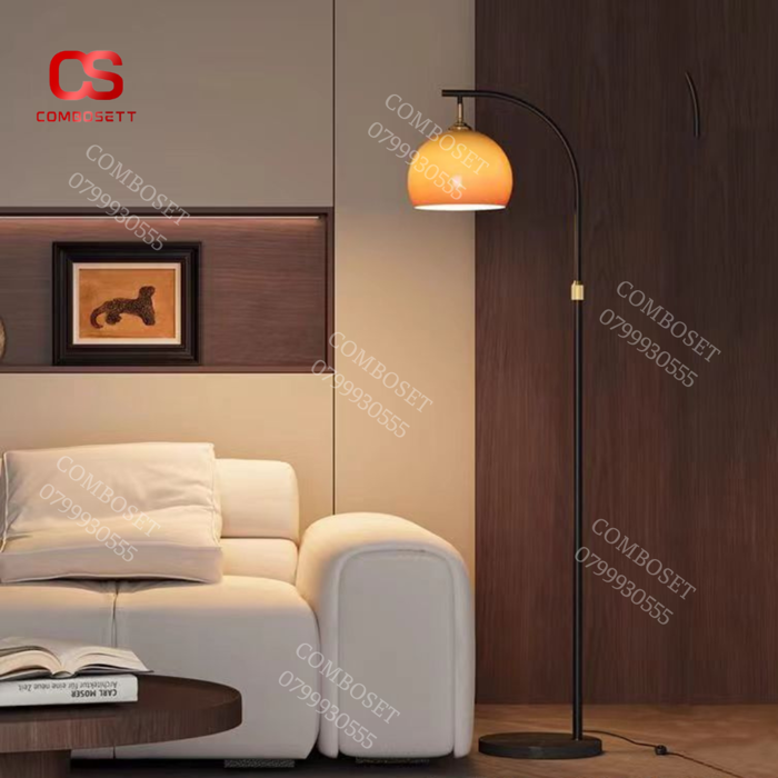 Đèn Sàn Cong Chụp Đèn Hoàng Hôn Tròn Bằng Thuỷ Tinh
