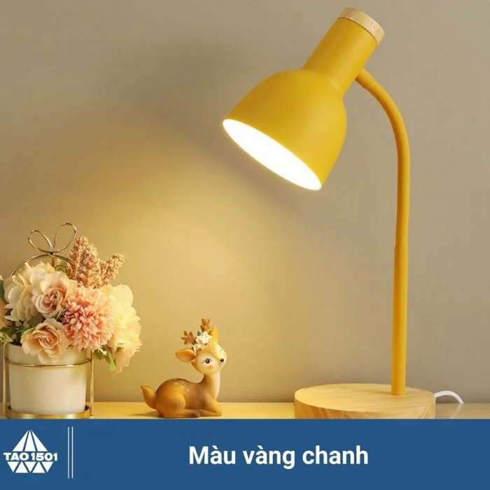 Đèn bàn học đế gỗ, đèn led để bàn làm việc đọc sách Tao1501 - Phù hợp bảo  vệ mắt, chống cận, decor - BA010
