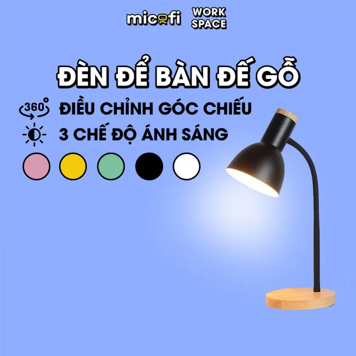 Đèn Học Để Bàn Micofi Decor, Đèn Led Để Bàn Đế Gỗ Chống Cận Đọc Sách, Học  Bài, Làm Việc Cao Cấp 3 Chế Độ Màu Xoay 360 Độ | Shopee Việt Nam