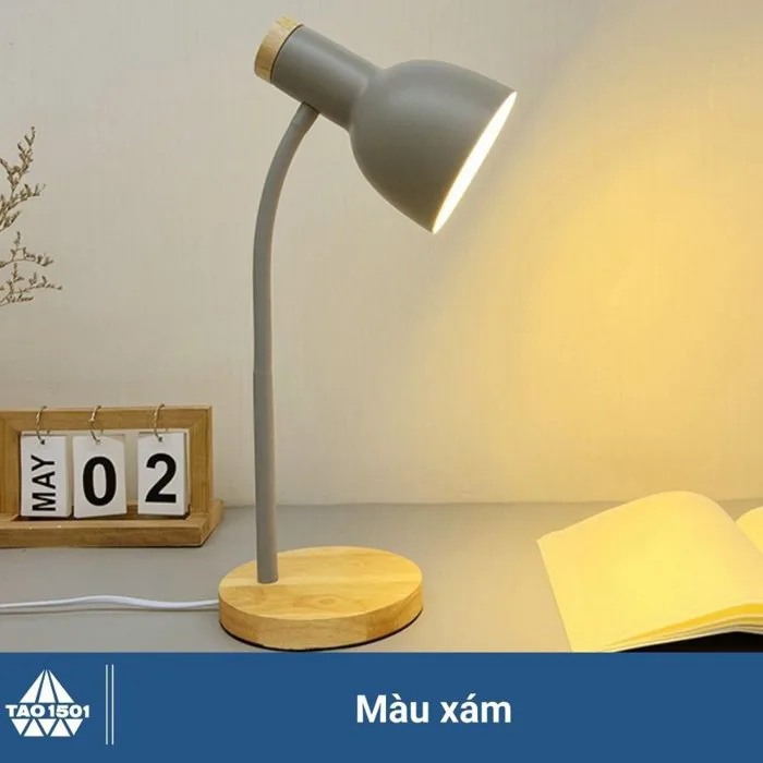 Đèn bàn học đế gỗ, đèn led để bàn làm việc đọc sách Tao1501 - Phù hợp bảo  vệ mắt, chống cận, decor - BA010