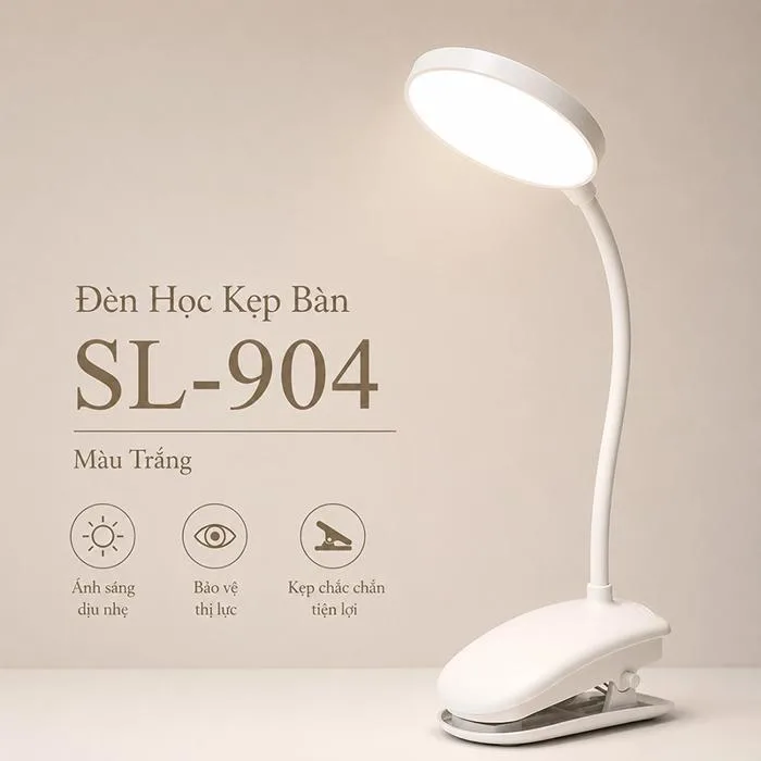 Đèn Học Tích Điện Kẹp Bàn Để Bàn Đọc Sách Decor Bàn Học Bàn Làm Việc 3 Màu  Ánh Sáng SL-904 | Kho Sỉ VN
