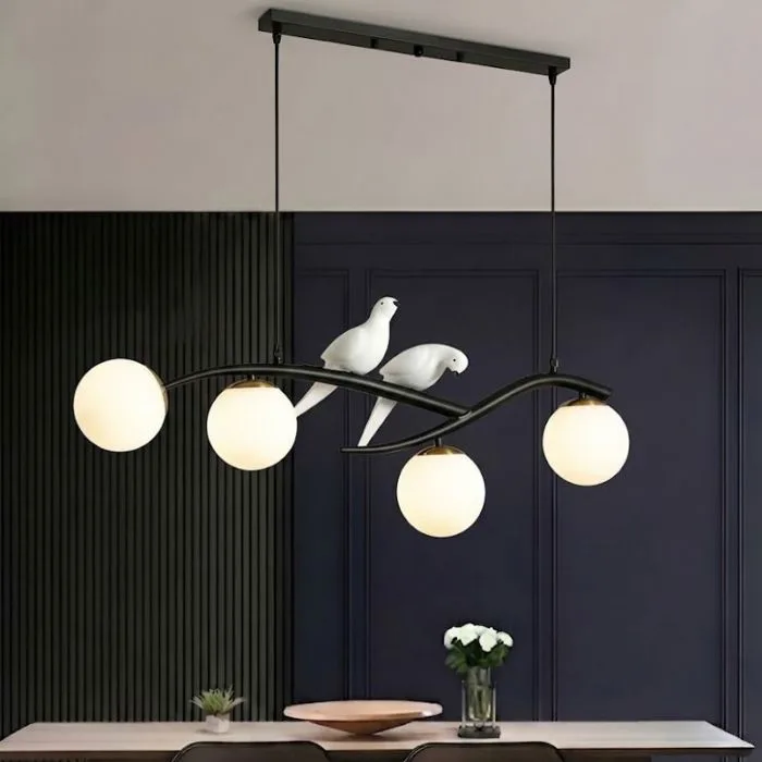 Đèn thả decor - thiết kế ngang, song điêu trắng phối quả cầu thủy tinh TDC-157 Đèn thả decor - thiết kế ngang, song điêu trắng phối quả cầu thủy tinh TDC-157