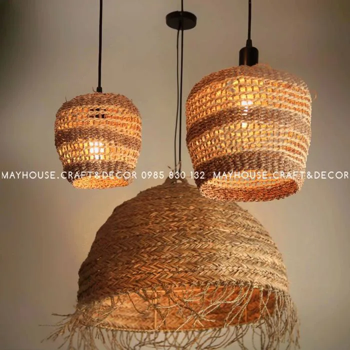 Đèn thả trang trí làm từ sợi cói hình nón thắt bím tinh sảo và độc đáo - Mayhouse – Craft & Décor - Đèn thả trang trí làm từ sợi cói hình nón thắt bím tinh sảo và độc đáo - Mayhouse – Craft & Décor -