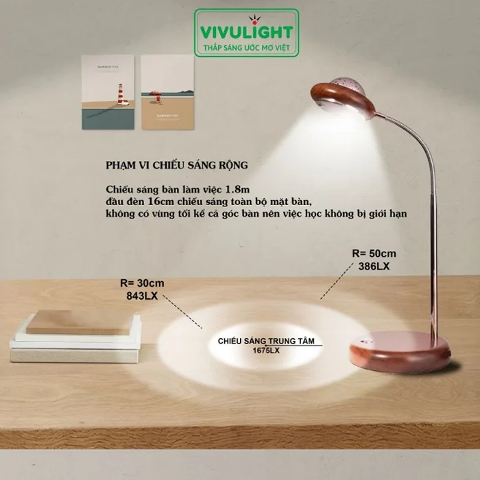 Đèn học để bàn chống cận - đèn led để bàn học bằng gỗ VIVULIGHT | VIVUDECOR