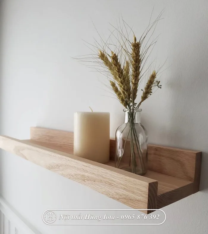 Kệ treo tường đơn giản có gờ đựng đồ decor gia đình, spa, salon KG81