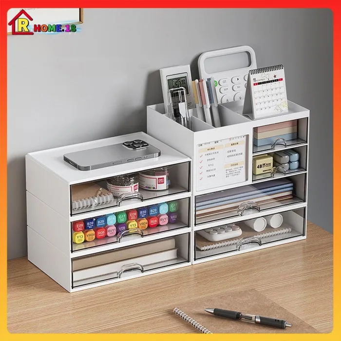 Tủ Đựng Đồ Để Bàn Đa Năng Cao Cấp - Hộp Đựng Đồ Mỹ Phẩm Mini Decor Bàn Học,  Bàn Làm Việc Có Ngăn Kéo Xếp Chồng Tiện Lợi