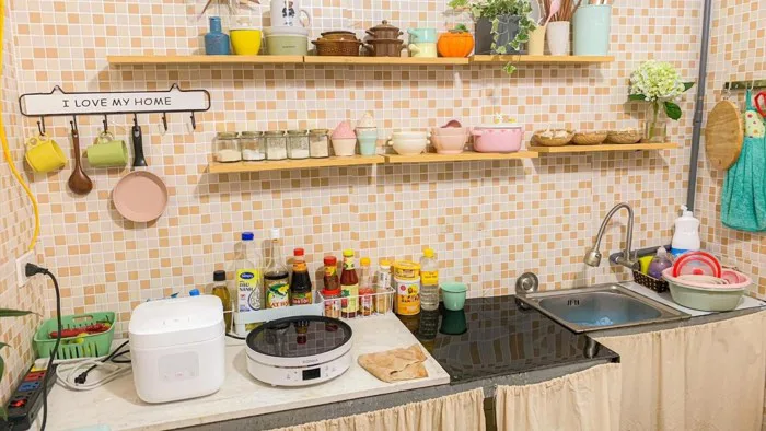 7 Cách trang trí bếp phòng trọ gọn gàng, xinh xắn và tiện lợi