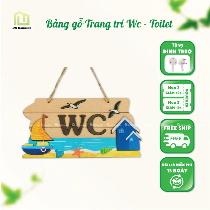Bảng decor WC biển treo của nhà vệ sinh, toilet Siêu dễ thương | Shopee  Việt Nam