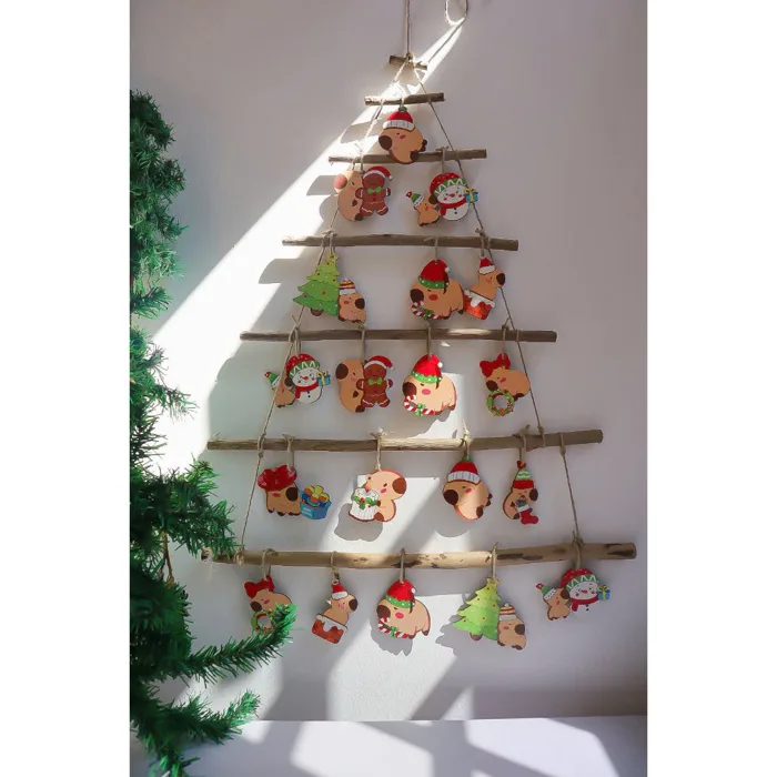Set gỗ tô màu Noel N23 Delarchi, trang trí cây thông, đồ decor giáng sinh  dễ thương