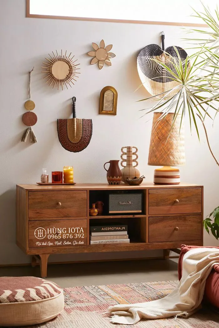 Tủ gỗ 6 ngăn decor phòng khách, phòng ngủ TDD84