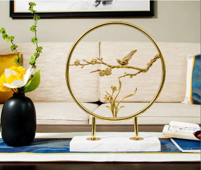 Decor Để Bàn Cao Cấp Cành Mai Bằng Đồng Trang Trí Phòng Khách Sang Chảnh