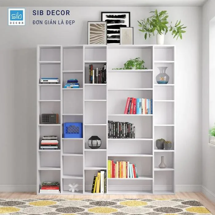 Kệ Gỗ Trang Trí Phòng Khách Hiện Đại SIB Decor KS2558