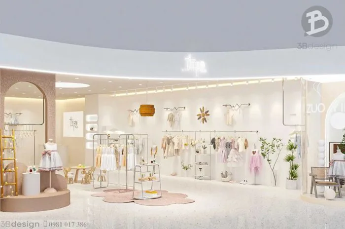 Mẫu thiết kế shop quần áo trẻ em đẹp - hút khách - 3B Design