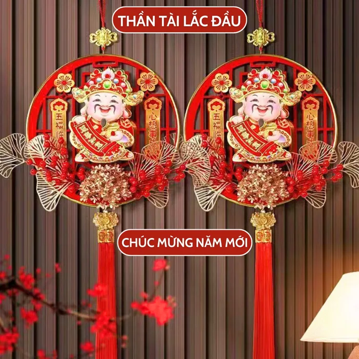 Dải HoaThần Tài Lắc Đầu Gọi Tài Lộc Đồ Trang Trí Tết Thần Tài Treo Cửa May  Mắn Tết Decor Nhà Cửa