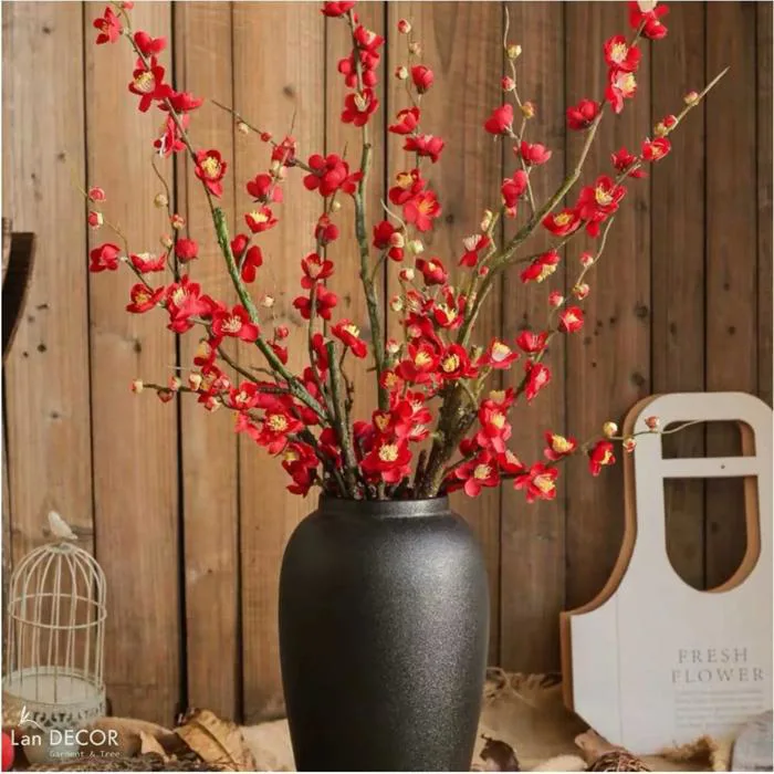 BÌNH MAI ĐÀO DECOR TẾT SANG TRỌNG (80CM) - BH1192-2 Tổng Kho Sỉ Cây Giả  Trang Trí Lan Decor - Giá Từ Nhà Sản Xuất