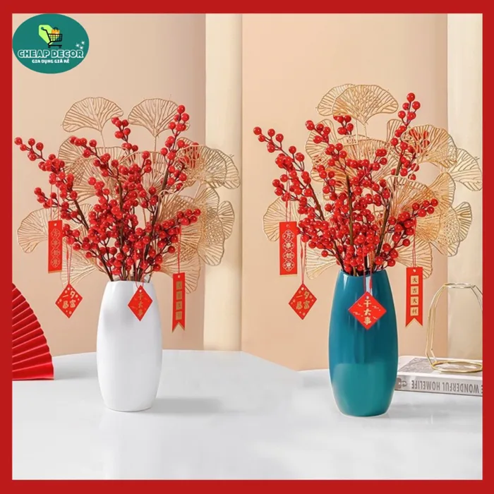 Cành rẻ quạt trang trí tết tài lộc -Cành lá vàng kim đồ decor tết cao cấp  2024, trang trí tết 2024