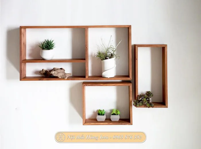 Kệ treo tường hình chữ nhật nhỏ gọn bằng gỗ đựng đồ decor KG66 Kệ treo tường hình chữ nhật nhỏ gọn bằng gỗ đựng đồ decor KG66