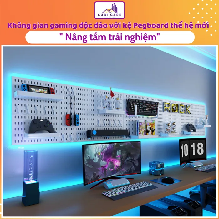 Bảng Pegboard Decor Gaming Setup, Kệ Pegboard để đồ đa năng treo tường, bảng lỗ treo đồ decor tường Bảng Pegboard Decor Gaming Setup, Kệ Pegboard để đồ đa năng treo tường, bảng lỗ treo đồ decor tường
