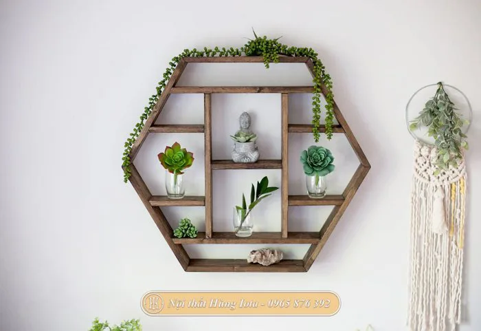 Kệ gỗ lục giác treo tường decor có ngăn kéo đựng đồ tiện lợi KG63 Kệ gỗ lục giác treo tường decor có ngăn kéo đựng đồ tiện lợi KG63