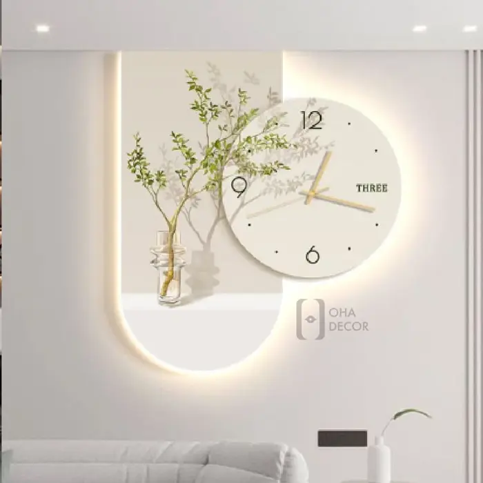 Tranh Cắt 3D Đèn LED Đồng Hồ Hoa Trang Trí Nhà, Quán Cà Phê Tối Giản -  Thiết kế thi công trọn gói - Oha Decor