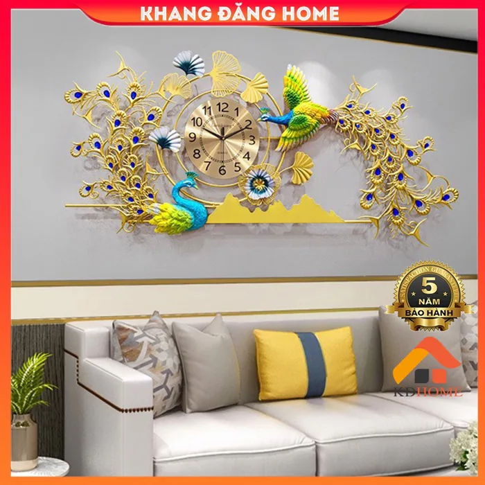Đồng hồ treo tường trang trí, đồng hồ decor treo tường đôi chim công KD2929 Đồng hồ treo tường trang trí, đồng hồ decor treo tường đôi chim công KD2929