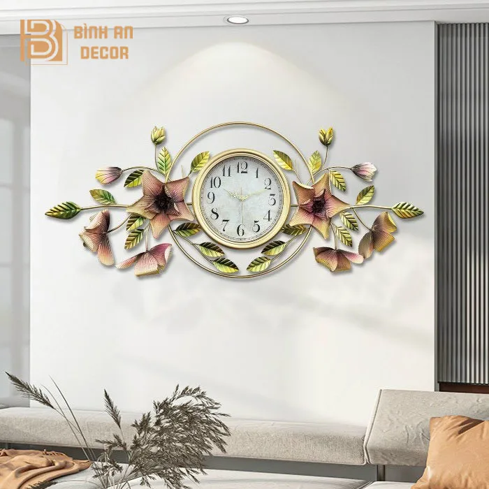 Đồng Hồ Treo Tường Hiện Đại Hoa Lá Decor - DH108 Đồng Hồ Treo Tường Hiện Đại Hoa Lá Decor - DH108