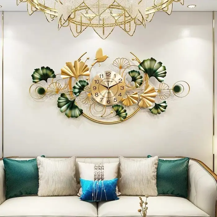 Đồng hồ Decor lá ngang treo tường K01 Đồng hồ Decor lá ngang treo tường K01