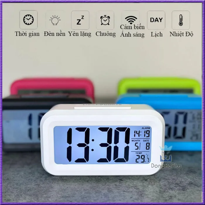 Đồng Hồ Báo Thức Để Bàn Đèn LED Điện Tử Decor Bàn Học Cute Hiển Thị Thời  Gian, Ngày Tháng, Nhiệt Độ, Hẹn Giờ C1019