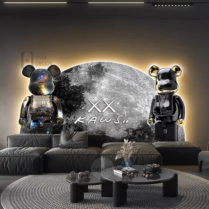 Tranh Cắt 3D LED Gấu Kaws Bearbrick Trang Trí Phòng Khách, Quán Tiệm Shop OHA Decor | Lazada Việt Nam