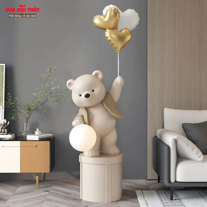 Tượng gấu decor kết hợp đèn led TTT33 nhập khẩu, chính hãng